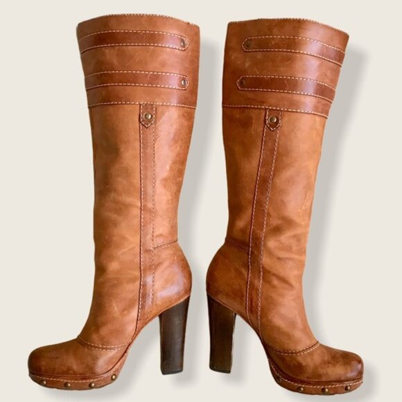 Frye Frankie Over the Knee Buckle Stud Heeled Boot - Picture 14 of 16